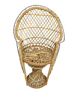 Vintage Peacock Wicker Chair For Dolls Teddy Bears or Plant Stand 16&quot; - $26.83 CAD