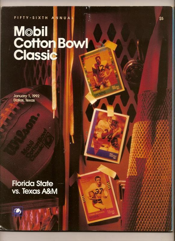 Primary image for 1992 Cotton Bowl Game program Texas A&M Florida State
