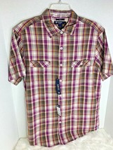Cremieux Classics Mens Sz L Plaid Plaid Purple bRown Shirt Button Up Ret... - £13.99 GBP