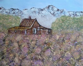 Painting  Mountain View Cabin Original Bob Ross Style Signed Art by Carla Dancey - $39.76