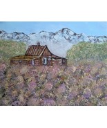 Painting  Mountain View Cabin Original Bob Ross Style Signed Art by Carl... - $39.76