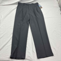 Covington Mens Dress Pants Gray Pleated Cuff Straight Leg Zip Comfort 34... - $23.76