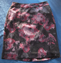 Ann Taylor Black  Purple Graphic Print Knee Length Pencil Skirt Misses S... - $19.79