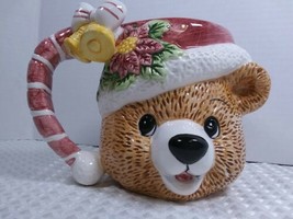 Christmas Holiday Ceramic Large Teddy Bear Coffee Mug Pink White Brown 4... - £10.28 GBP
