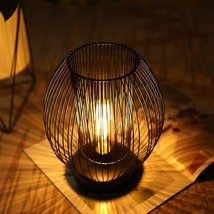 Metal Cage Decorative Lamp 10&quot; H Battery Powered Cordless Table Lamp Large Batte - £69.53 GBP