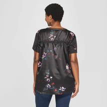 Women&#39;s Floral Ruched Back Short Sleeve Shirt Ava and Liv Sizes 1X or 2X... - £9.54 GBP