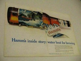 1967 Print Ad Hamm&#39;s Beer Cold Bottle Canoe in Stream - $14.83