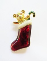 Danecraft Gold - Plated Christmas Stocking Pin Brooch - £7.71 GBP