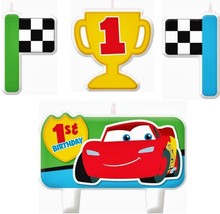 Disney Cars 1st Birthday Candles 4 Pieces Molded Cake Topper NEW - $4.95