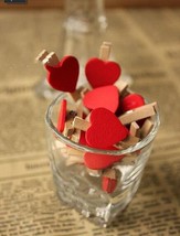 Red Heart Wedding Party favor Decoration,Wooden Pegs,Wooden Clips,Pin Cl... - £2.79 GBP+