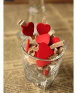 Red Heart Wedding Party favor Decoration,Wooden Pegs,Wooden Clips,Pin Cl... - $4.77 CAD+