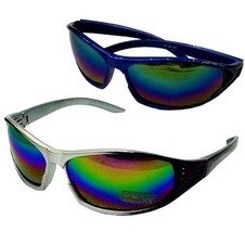 2 Pair Rainbow Lense Wrap Around Sunglasses Men Eyeglass Sunglass SUN148 Glasses - £6.81 GBP
