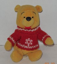 Disney Store Exclusive Winnie The Pooh in Christmas Sweater 8&quot; Beanie pl... - $14.43
