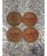4 Vintage SAMBO&#39;S RESTAURANT 10 Cent Coffee WOODEN Tokens Coins - $204.23 MXN