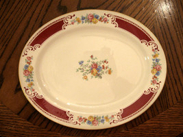 Homer Laughlin Lady Alice Red Floral Platter Gold Trim 11 3/4&quot; VG Rare V... - $29.66
