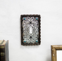 Set of 2 Western Turquoise Stars Lace Scroll Wall Single Toggle Switch Plates - £19.97 GBP