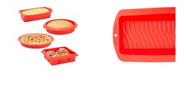 Red Silicone Bakeware Set with Loaf, Cake, and Pie Pans, Nonstick 4-Piece  - £47.94 GBP