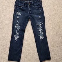 Womens American Eagle Artist Crop Jeans Distressed Size 4 - £11.34 GBP