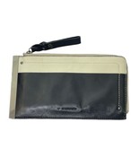 TAHARI Womens Wallet 2-Tone Zip Around, Pockets  8.5x5&quot; Black/Cream Blue... - $19.79