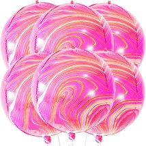 Big, 22 Inch Pink Marble Balloons - Pack Of 6 | Pink And Orange Party Decoration - £16.03 GBP