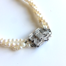 Women&#39;s Necklace 18k White Gold Diamonds Clasp Beads Natural Round Akoya... - £1,467.61 GBP