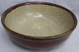 Pier 1 Stoneware Crackle Serving Vegetable Bowl 10 1/4&quot; Brown Vintage Look - £31.13 GBP