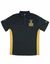 Freemason Fraternity Short Sleeve Polo Shirt black gold Masonic 3 degree... - $32.99