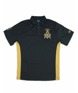 Freemason Fraternity Short Sleeve Polo Shirt black gold Masonic 3 degree... - $32.99