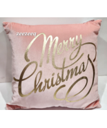 CHRISTMAS Shabby Chic Pink Gold Metallic Throw Pillow Home Decor 17&quot; x 17&quot; - £31.74 GBP