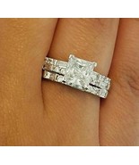 Princess Cut 3.50Ct Simulated Diamond Bridal Ring Set 14k White Gold in ... - $310.40