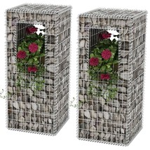 vidaXL Galvanized Steel Gabion Planters (2 Pack), 19.7x19.7x47.2 - $3,197.66 MXN