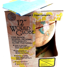George F Cram 12&#39;&#39; World Globe Vintage USA Made With Map - £97.21 GBP