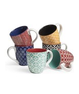 Dowan - Vibrant Color Design 6 Mug Set - Large 19 oz For Coffee Or Cocoa - £19.63 GBP