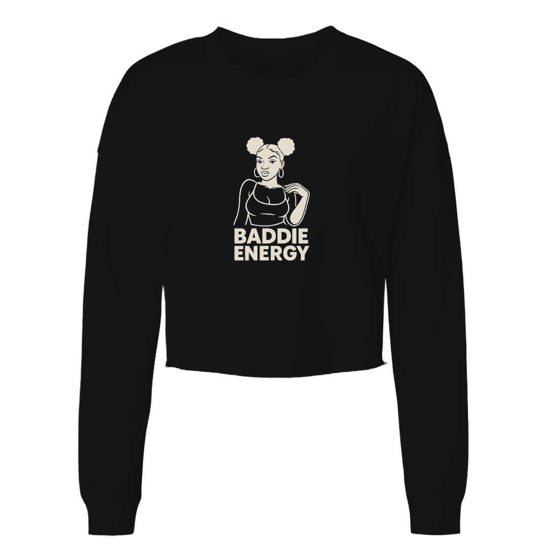 Baddie Energy Womens Cropped Crewneck Sweater - $29.99