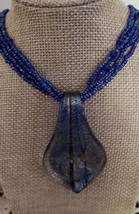 Semi-Precious Stone &amp; Blue Beaded Necklace ~ 20&quot; Long ~ Multi Color ~ New~12 - £17.93 GBP