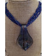 Semi-Precious Stone &amp; Blue Beaded Necklace ~ 20&quot; Long ~ Multi Color ~ Ne... - £17.55 GBP
