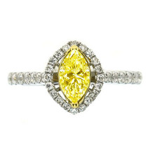 1.16ct Natural Fancy Yellow Diamond Engagement Ring Marquise 18K Solid Gold - £3,106.39 GBP