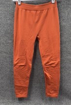 F &amp; F Leggings Womens OS 24x24 Orange Seamless Fleece Stretch Athletic Yoga - £9.95 GBP