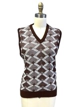 RETRO Juilliard Vintage Vest Brown Argyle Acrylic Mens S Unisex - $60.59