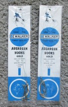 12 Vintage Walker Aberdeen Gold Snelled Hooks (2 Packages X 6 Each) Size 1 - £10.07 GBP