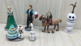Disney Frozen Fever Figures Play set Elsa Olaf Cake Kristoff Sven paint cans - £23.93 GBP