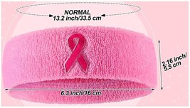 Pink Ribbon Support Month Cancer Awareness Terry Sweatband Headband for ... - $169.16 MXN
