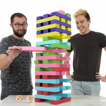 Huge Nontraditional Giant Block Game Jumbo Pinewood 54 Blocks 2 Dice - £100.00 GBP