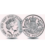  Antique Sterling Silver Proof One Pound Coin 2015 - $35.75