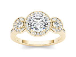 14K Yellow Gold 1 1/2ct TDW Diamond Three Stone Ring - £3,397.25 GBP