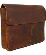 Leather Laptop Case Sleeve Portfolio Bag Spacious Strapless Design Distr... - $90.18 CAD