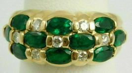 3.50CT Oval Cut Green Emerald Engagement Wedding Ring 14K Yellow Gold Over - £80.20 GBP