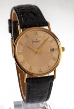 14k Yellow Gold August Steiner Men&#39;s Quartz Watch w/ Leather Band Box + Papers - £474.81 GBP