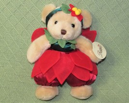 BESTEVER FLOWER ANGEL TEDDY BEAR PLUSH 9&quot; CHRISTINE FINN RED PETALS w/HA... - $15.75