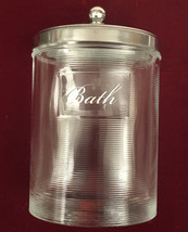Ribbed Glass, W/ Metal Lid, Q-tip, Cotton, Band-Aid Holder, Canister, Bathroom - £5.31 GBP